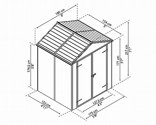 ���� ���� 185X154 �"� ������� 6X5 ���� ���� PALRAM
