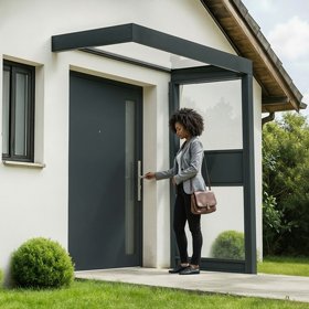 גגון דלת Sophia אפור-לבן אופל 1X2.2 מטר עם קיר צד קנופיה Canopia Sophia 707753 גגון דלת Sophia אפור-לבן אופל 1X2.2 מטר עם קיר צד קנופיה Canopia Sophia 707753