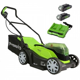 מכסחת דשא 36 ס"מ 2 סוללות 2Ah +מטען Dual Port 2 Ah גרין וורקס Greenworks מכסחת דשא 36 ס"מ 2 סוללות 2Ah +מטען Dual Port 2 Ah גרין וורקס Greenworks