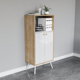 ארונית אחסון רב תכליתית אלון-לבן Homax Rasha Office ארונית אחסון רב תכליתית אלון-לבן Homax Rasha Office