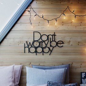 דקורציה לקיר ממתכת "Don’t worry be happy" צבע שחור הומקס Homax LA13-B דקורציה לקיר ממתכת "Don’t worry be happy" צבע שחור הומקס Homax LA13-B